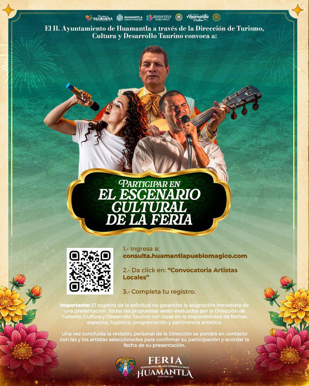 Chava Santos convoca a artistas huamantlecos a formar parte del escenario cultural de la Feria Internacional del Arte Efímero y la Dalia 2026